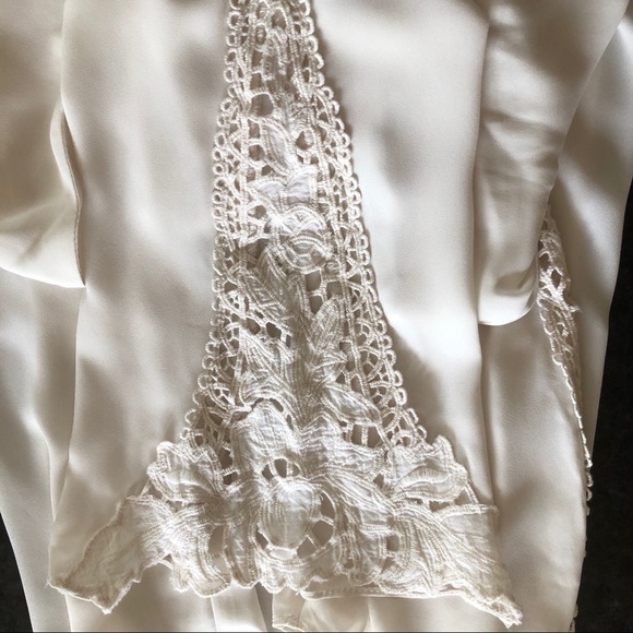 Cato semi sheer cream white lace long sleeve Top S - Picture 5 of 7